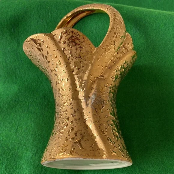 Weeping Gold Splatter Ceramic Basket Vintage - Picture 2 of 9